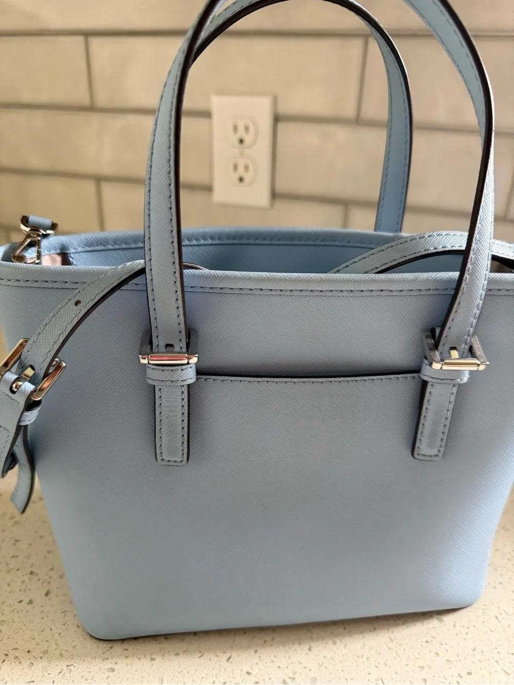 Michael Kors Light Blue Saffiano Satchel with MK Charm